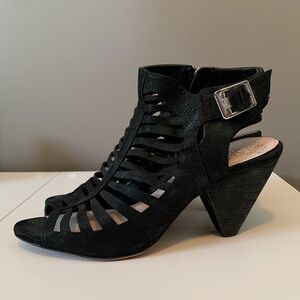 Vince Camuto black strappy wedge sandal